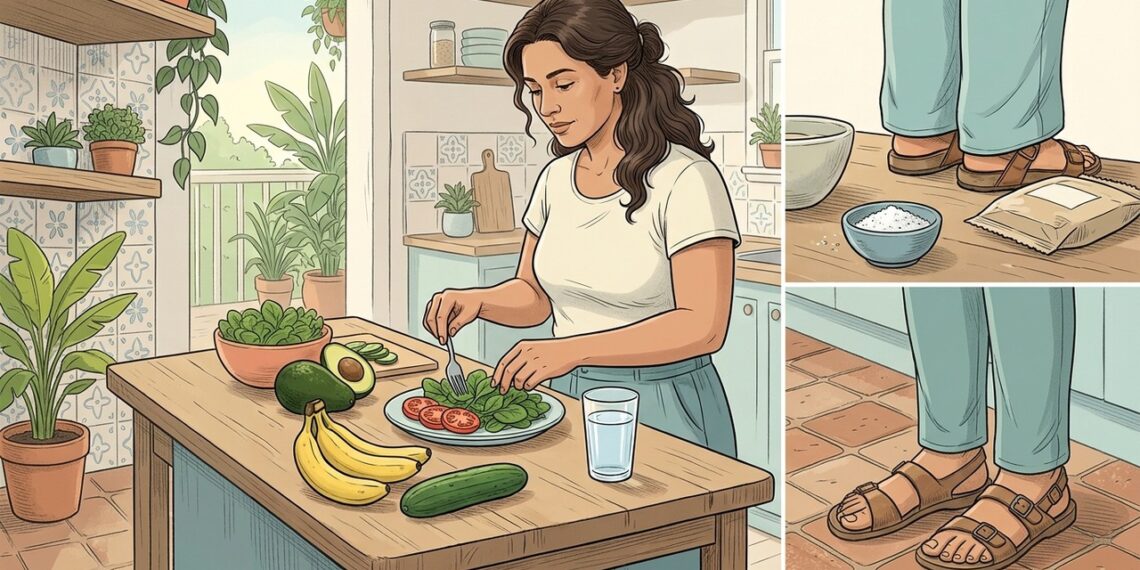 Menos sódio, potássio, hidratação e temperos naturais favorecem o equilíbrio de líquidos.