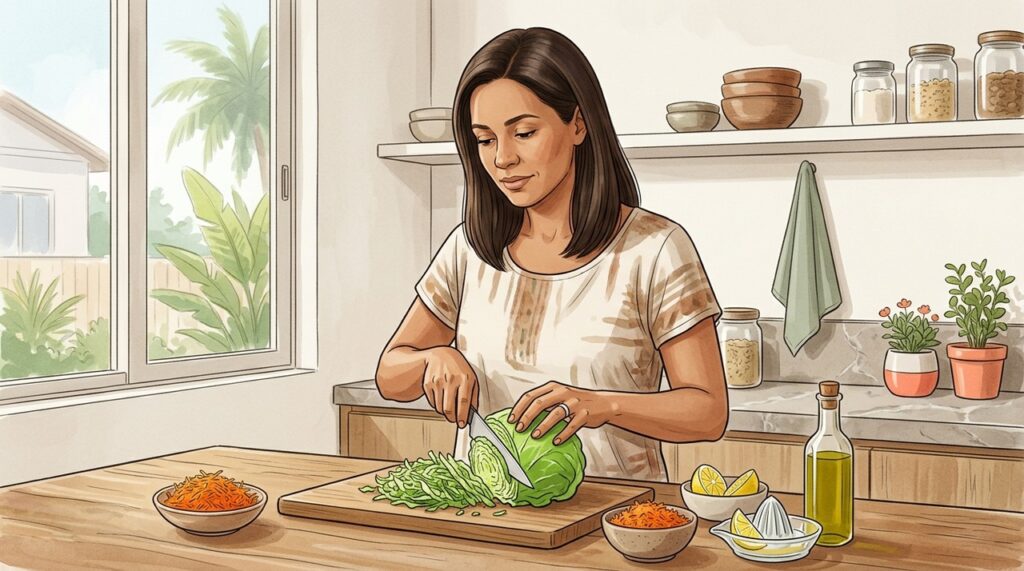 Verde ou roxo, o repolho oferece nutrientes importantes para intestino, imunidade e saúde celular.