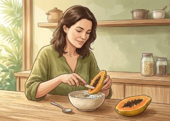 Mamão contém enzimas que atuam na digestão de proteínas e podem contribuir para o conforto intestinal