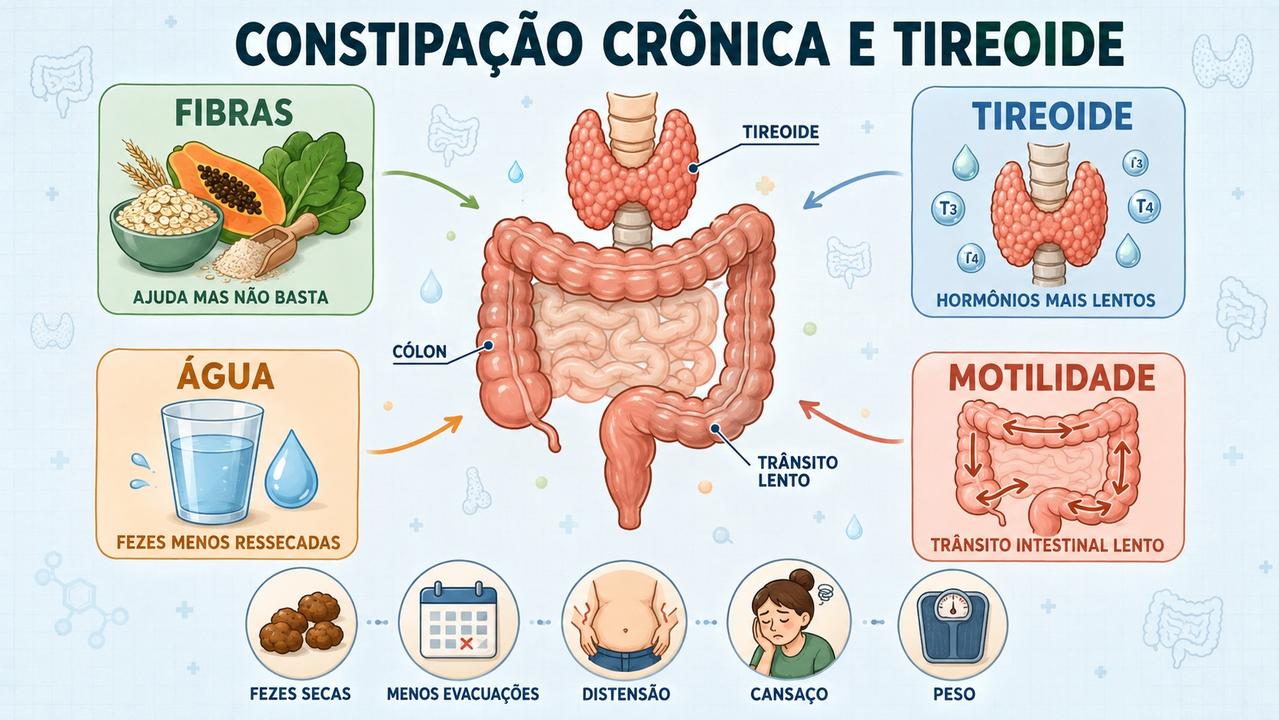 Fibras, tireoide, água e motilidade explicam diferentes causas da constipação crônica.