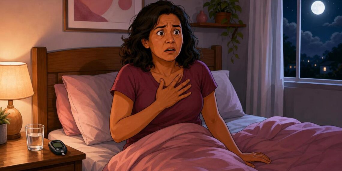 Acordar com o coração acelerado no meio da madrugada nem sempre é ansiedade: pode ser uma queda de glicose durante o sono