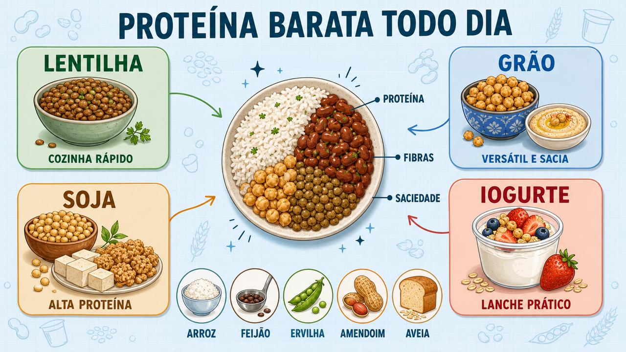 Quatro opções acessíveis para variar a proteína do dia com economia.