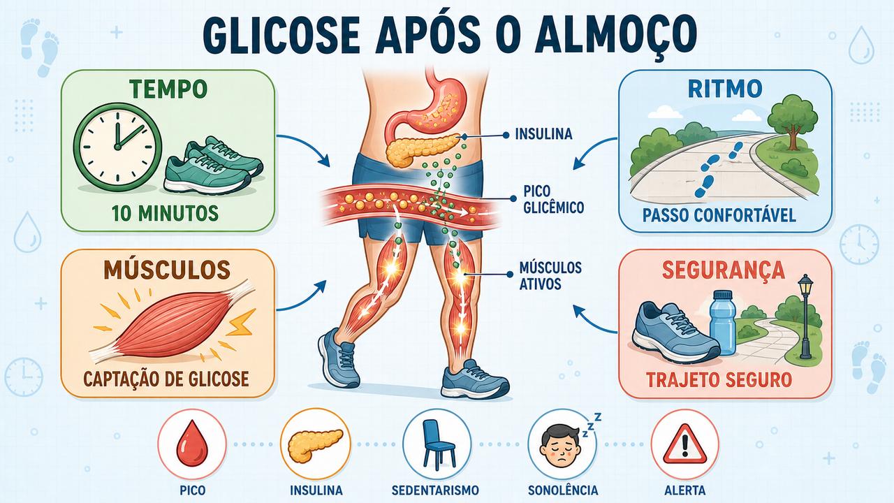 Tempo, ritmo, músculos e segurança resumem os pilares da caminhada pós-refeição.