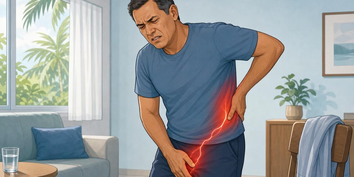 Irradiação da dor para a virilha pode sugerir cólica renal.