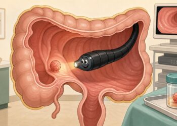 Colonoscopia preventiva pode encontrar pólipos discretos antes da evolução para câncer colorretal.