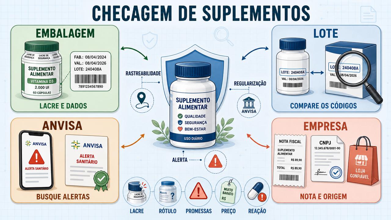Embalagem, lote, Anvisa e empresa formam os quatro pilares da checagem.