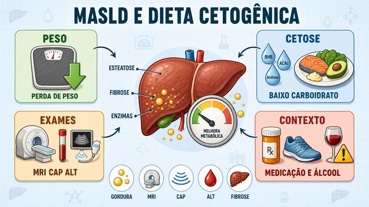 Perda de peso, cetose, exames e contexto metabólico orientam a interpretação da MASLD.