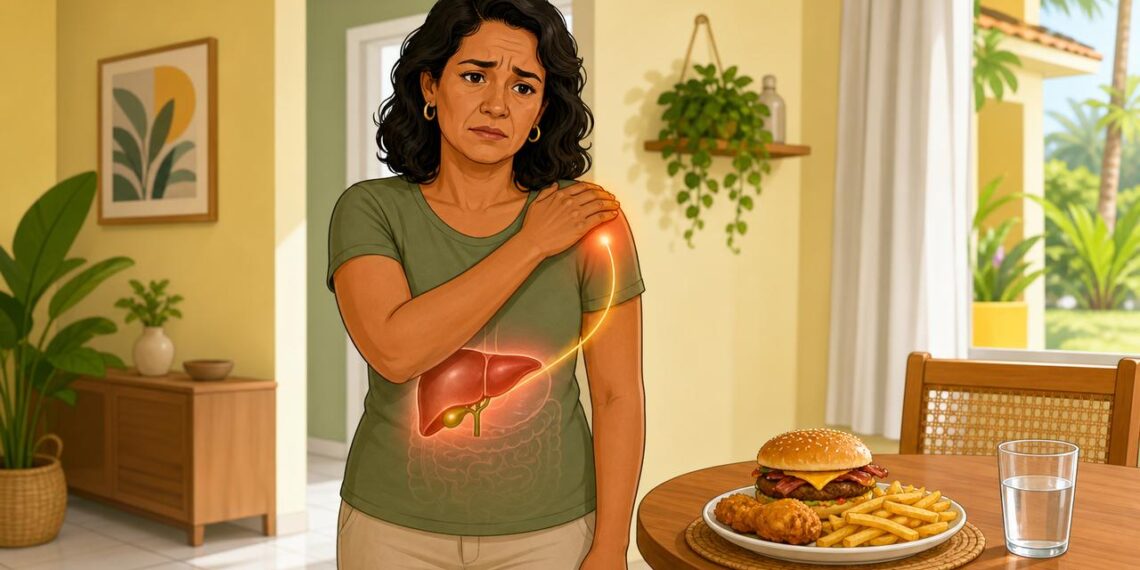 Dor no ombro direito pode refletir alterações no fígado ou na vesícula.