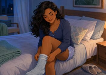 Dormir de meias pode reduzir o desconforto dos pés frios à noite.