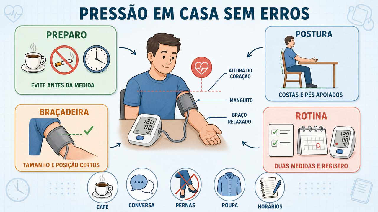 Preparo, postura, braçadeira e rotina formam os pilares da aferição confiável.