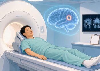 Ressonâncias sucessivas mostraram uma lesão cerebral em anel mudando de posição.