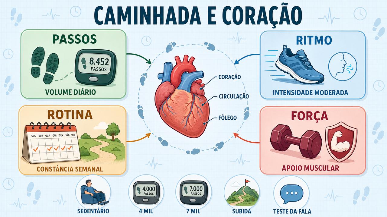 Passos, ritmo, rotina e força formam a base da proteção cardiovascular.