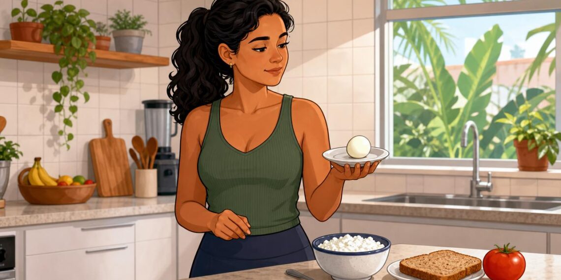 Ovo cozido e cottage magro disputam espaço no lanche proteico diário.