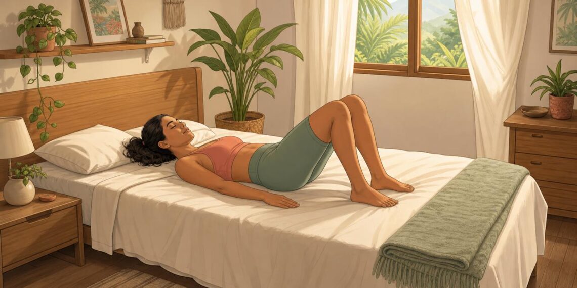 Pilates na cama pode aliviar a rigidez matinal e despertar a coluna.