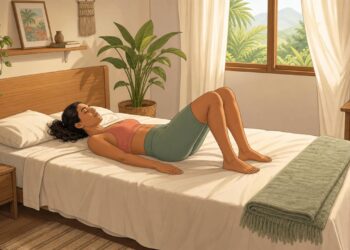 Pilates na cama pode aliviar a rigidez matinal e despertar a coluna.