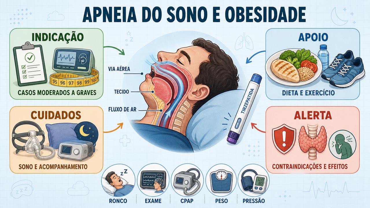 Infográfico resume indicação, apoio ao tratamento, cuidados do sono e principais alertas.