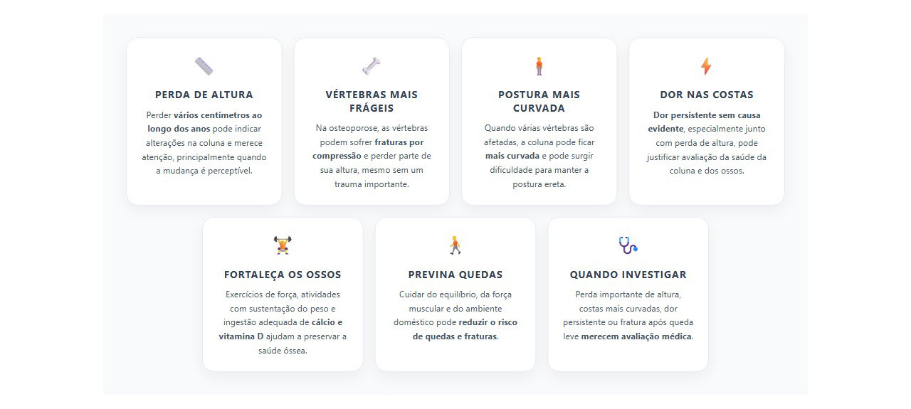 Perder altura pode ser sinal de enfraquecimento dos ossos