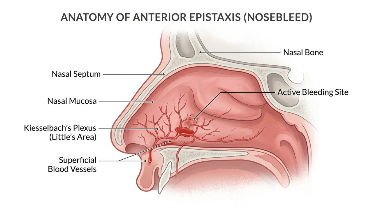 Pequenos vasos da mucosa nasal podem romper por ressecamento, irritação ou trauma.