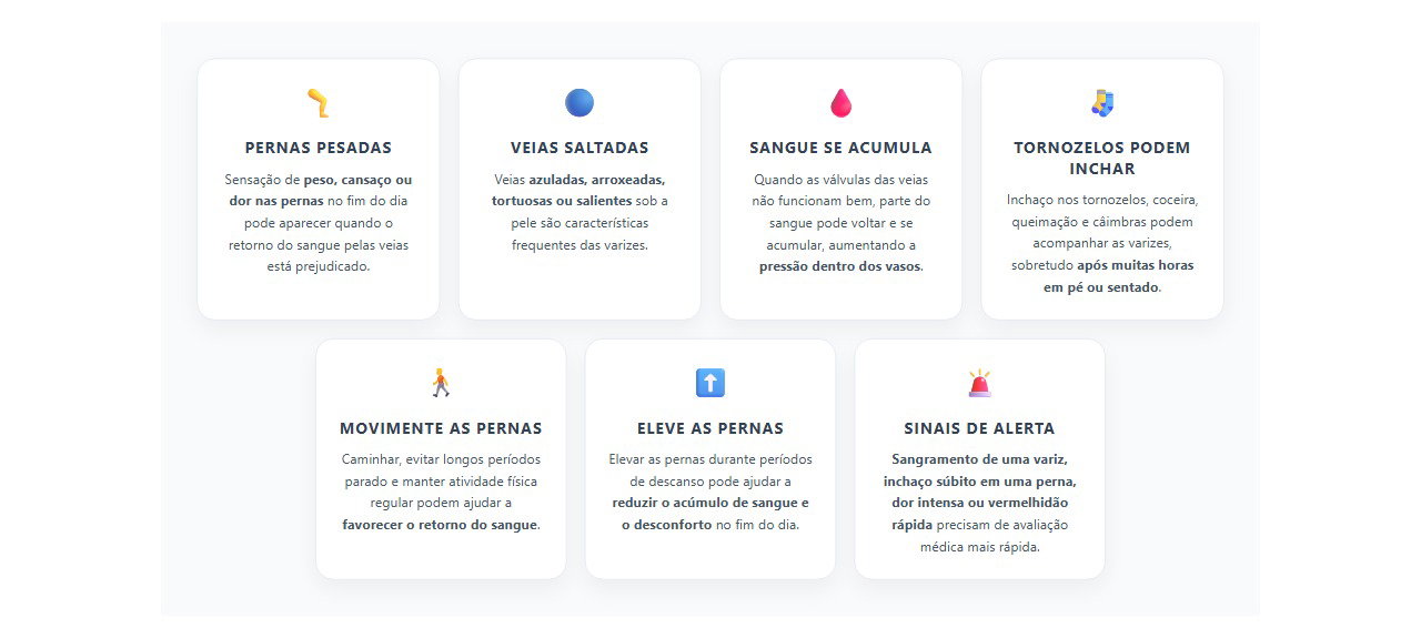 Pernas pesadas e veias saltadas podem ser sinais de varizes