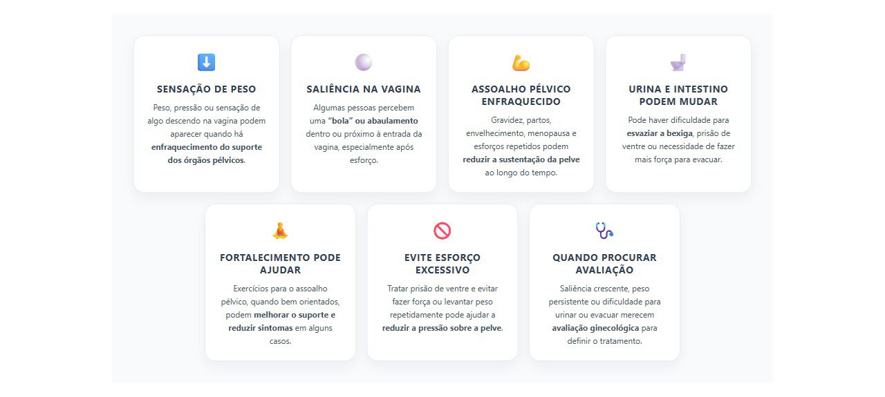 Sensação de peso ou “bola” na vagina pode ser prolapso pélvico