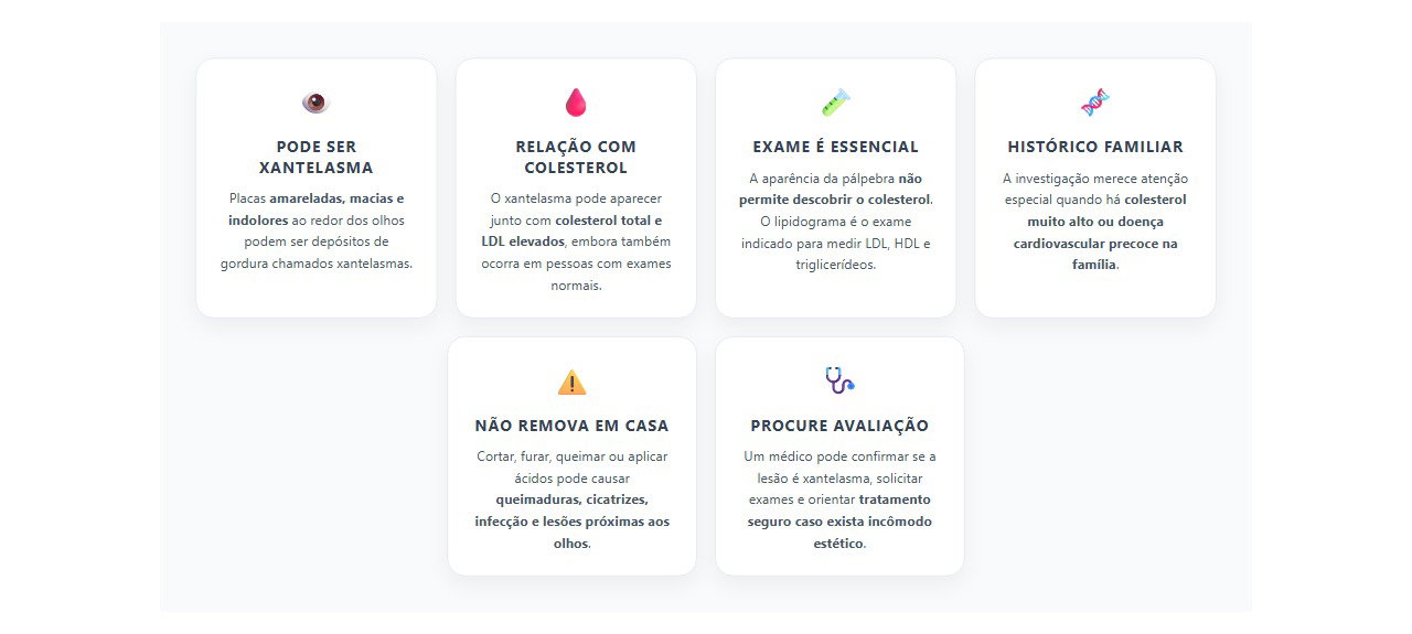Manchas amarelas nas pálpebras: quando investigar o colesterol