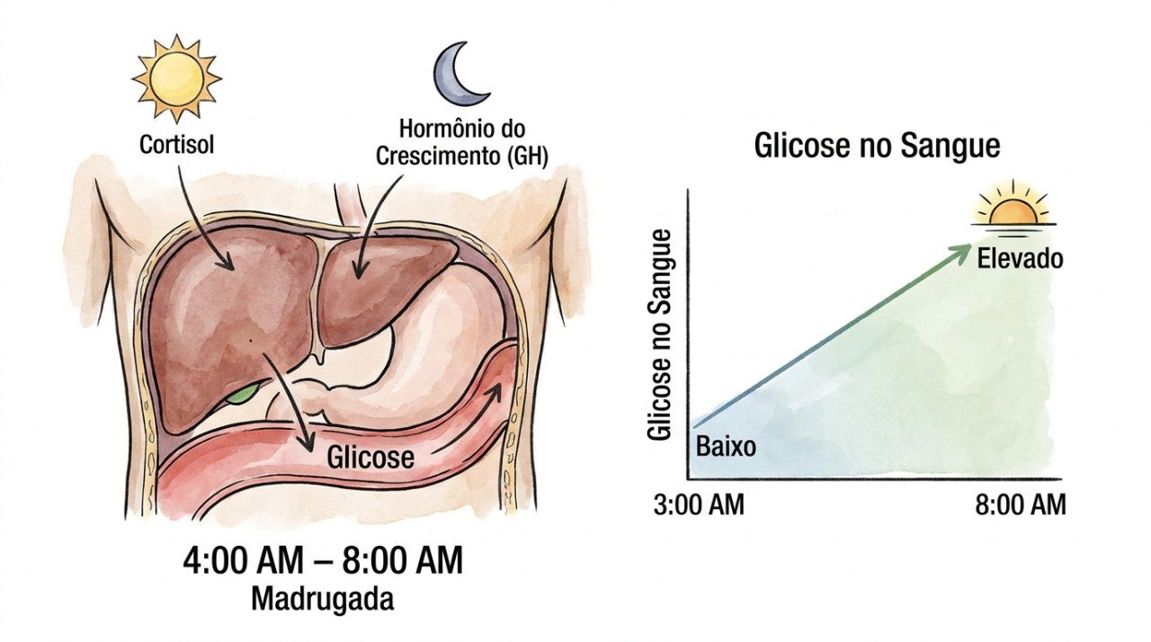 O fenômeno do amanhecer pode elevar a glicose nas primeiras horas da manhã.