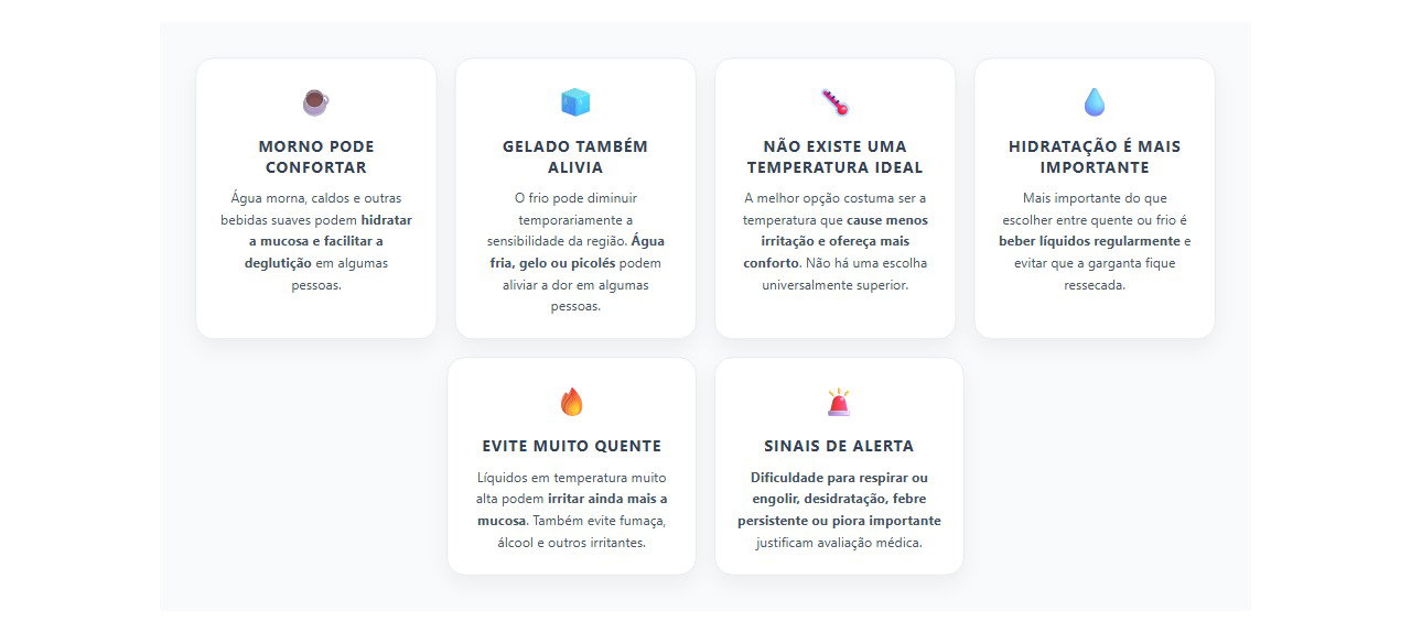 Garganta inflamada: morno ou gelado, o que pode aliviar melhor?