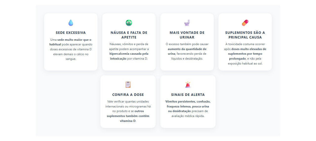 Vitamina D em excesso: sinais de que a dose pode estar alta demais
