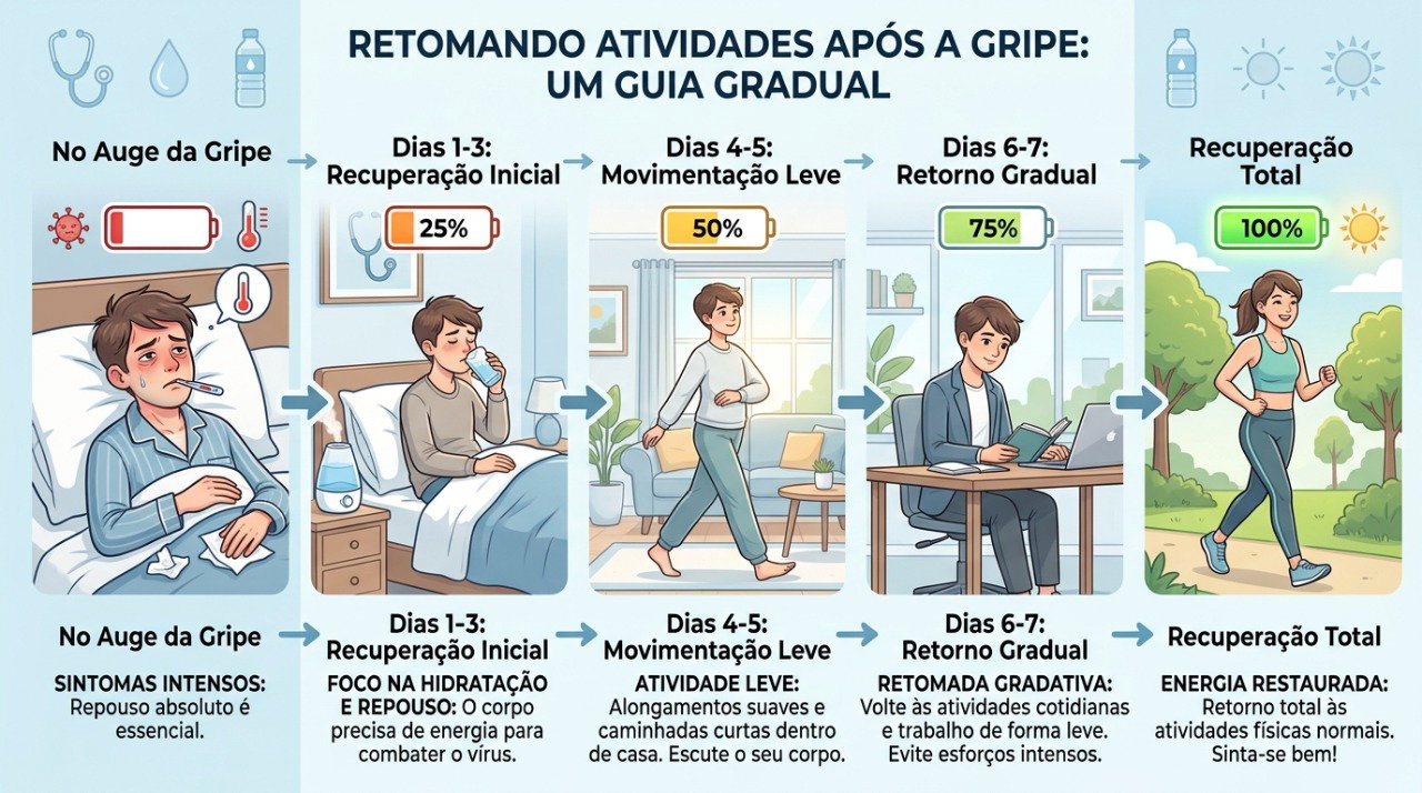 A recuperação após a gripe pode ser gradual, especialmente em pessoas mais velhas ou com doenças crônicas.