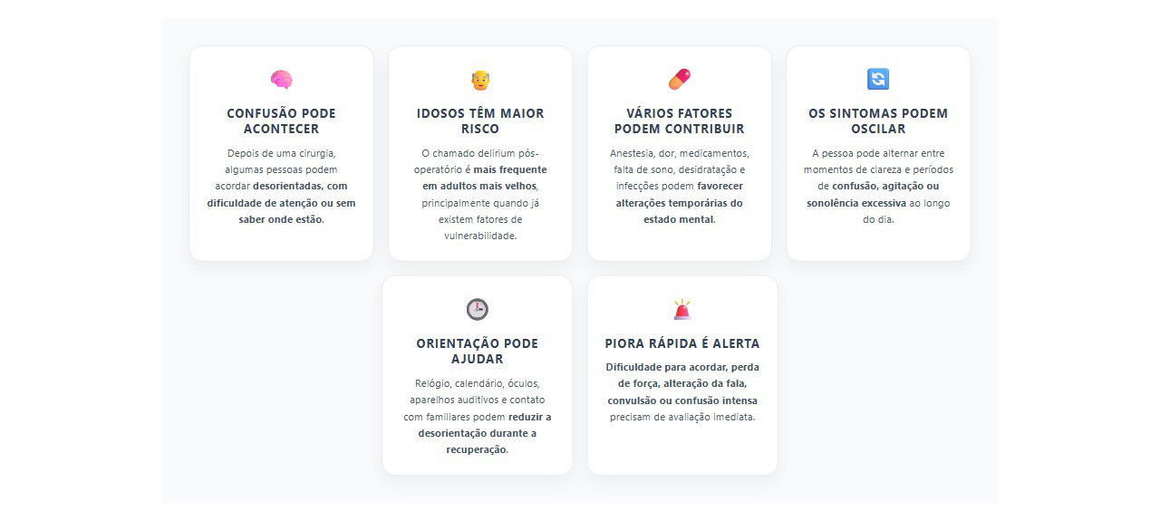 Confusão depois da anestesia: sinais de delirium que merecem atenção