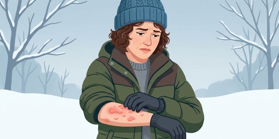 A exposição ao frio pode provocar placas, coceira e inchaço em pessoas com urticária ao frio.