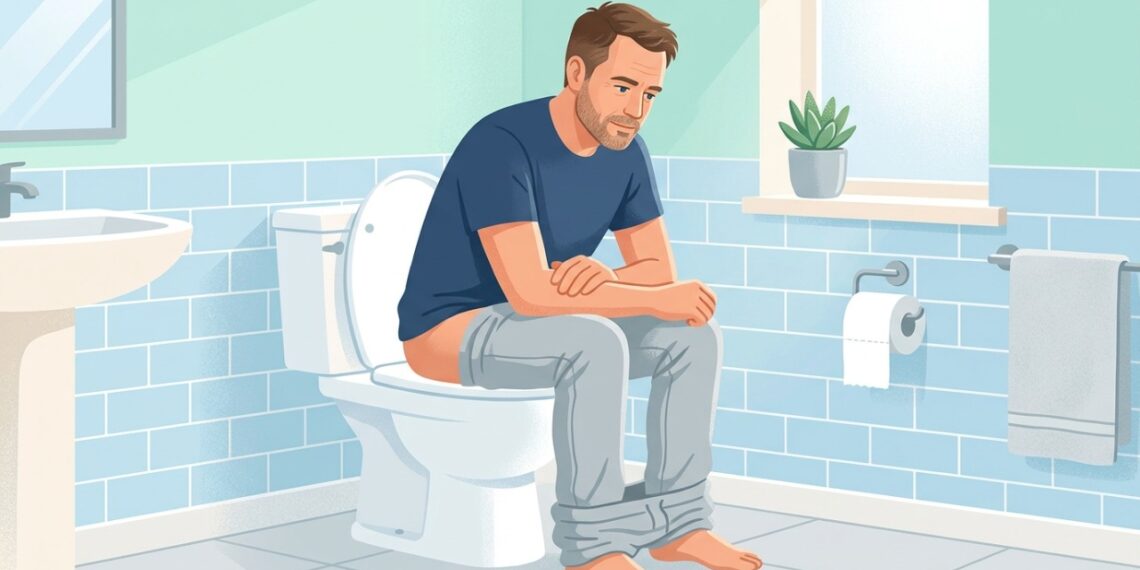 Urinar sentado pode facilitar o esvaziamento da bexiga em alguns homens com jato fraco.