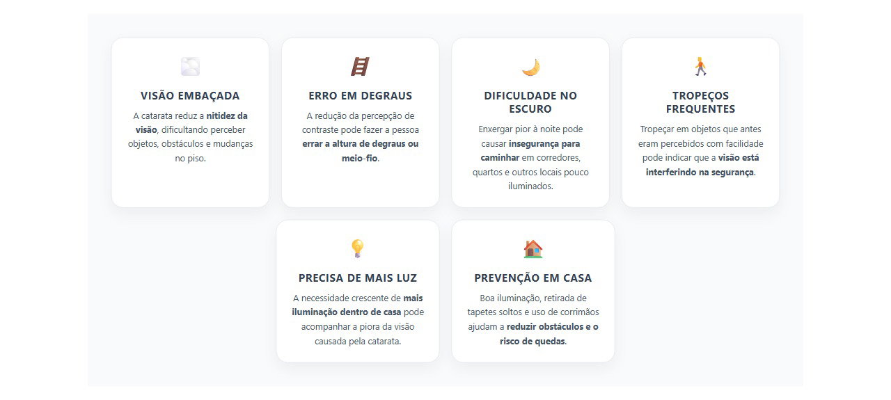 Sinais de catarata que podem aumentar o risco de quedas