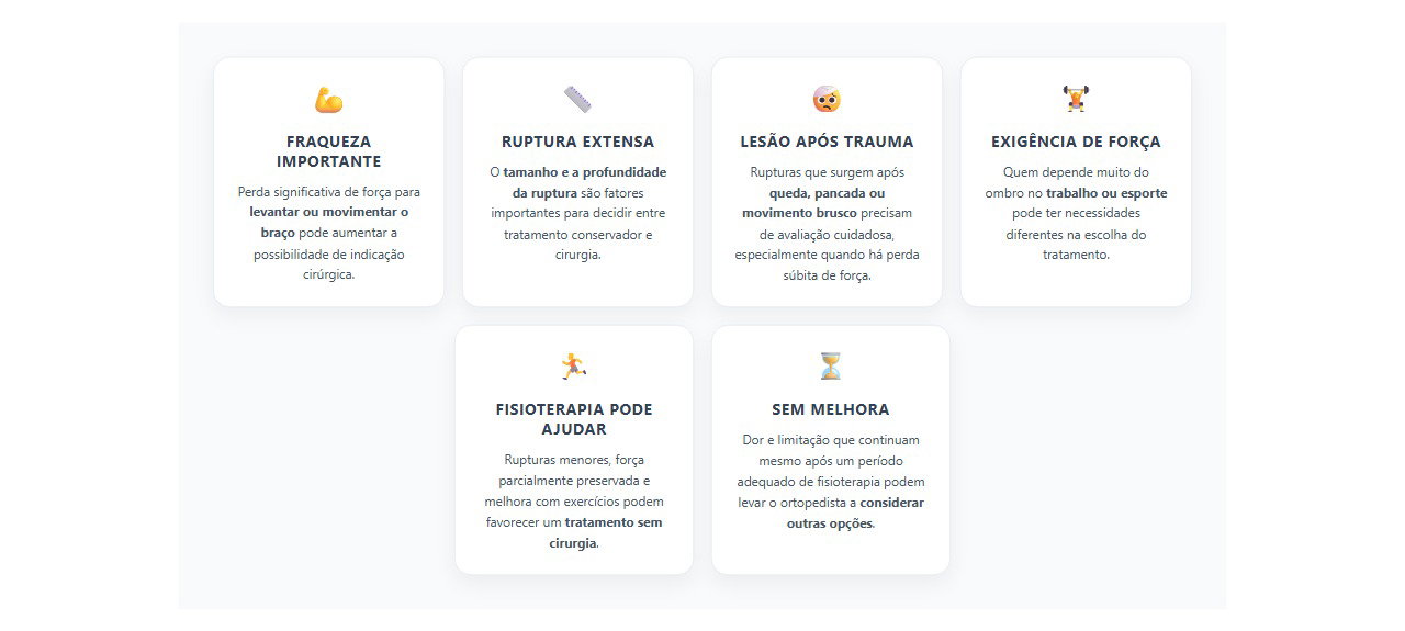 Quando o tendão do ombro rompe: sinais de que a cirurgia pode ser necessária