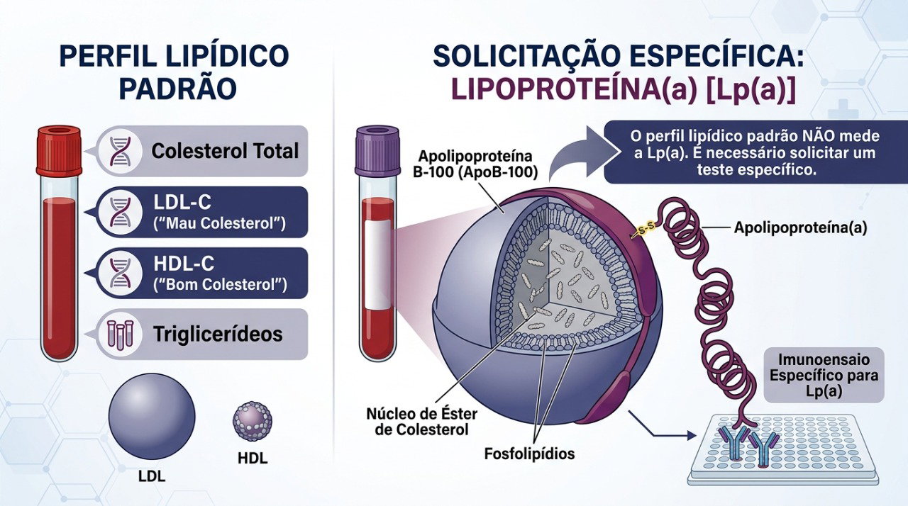 A Lp(a) é determinada principalmente pela genética e geralmente precisa ser medida em um exame específico.