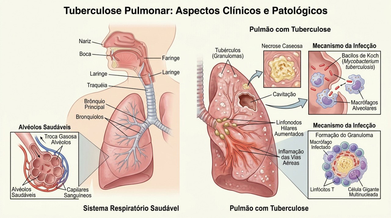 A tuberculose pulmonar é uma das causas que devem ser investigadas diante de tosse prolongada.