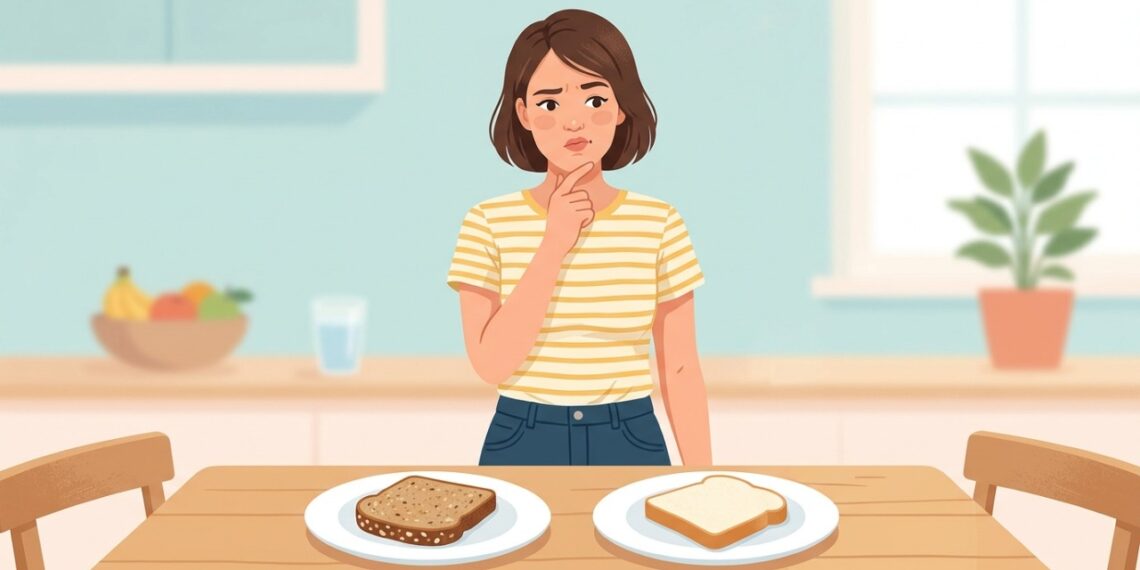 Pão integral e pão branco diferem principalmente na quantidade de fibras e no grau de processamento do grão.