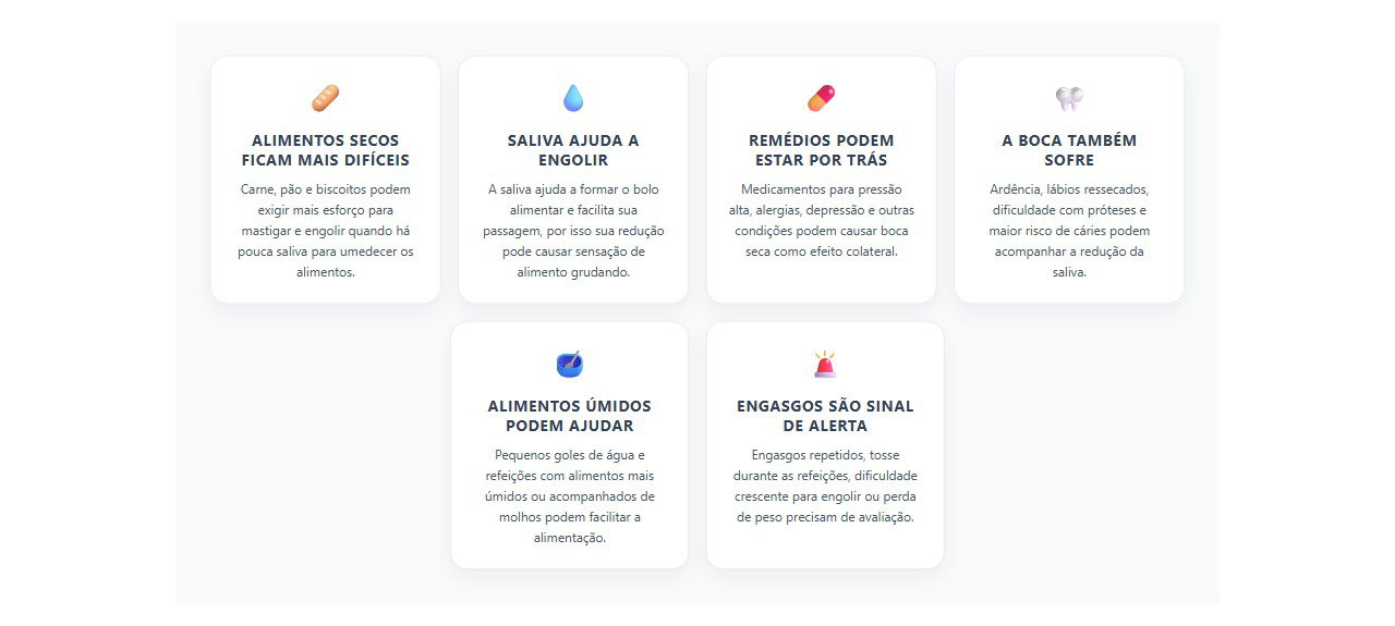 Boca seca depois dos 60: sinais de que ela pode estar atrapalhando para comer