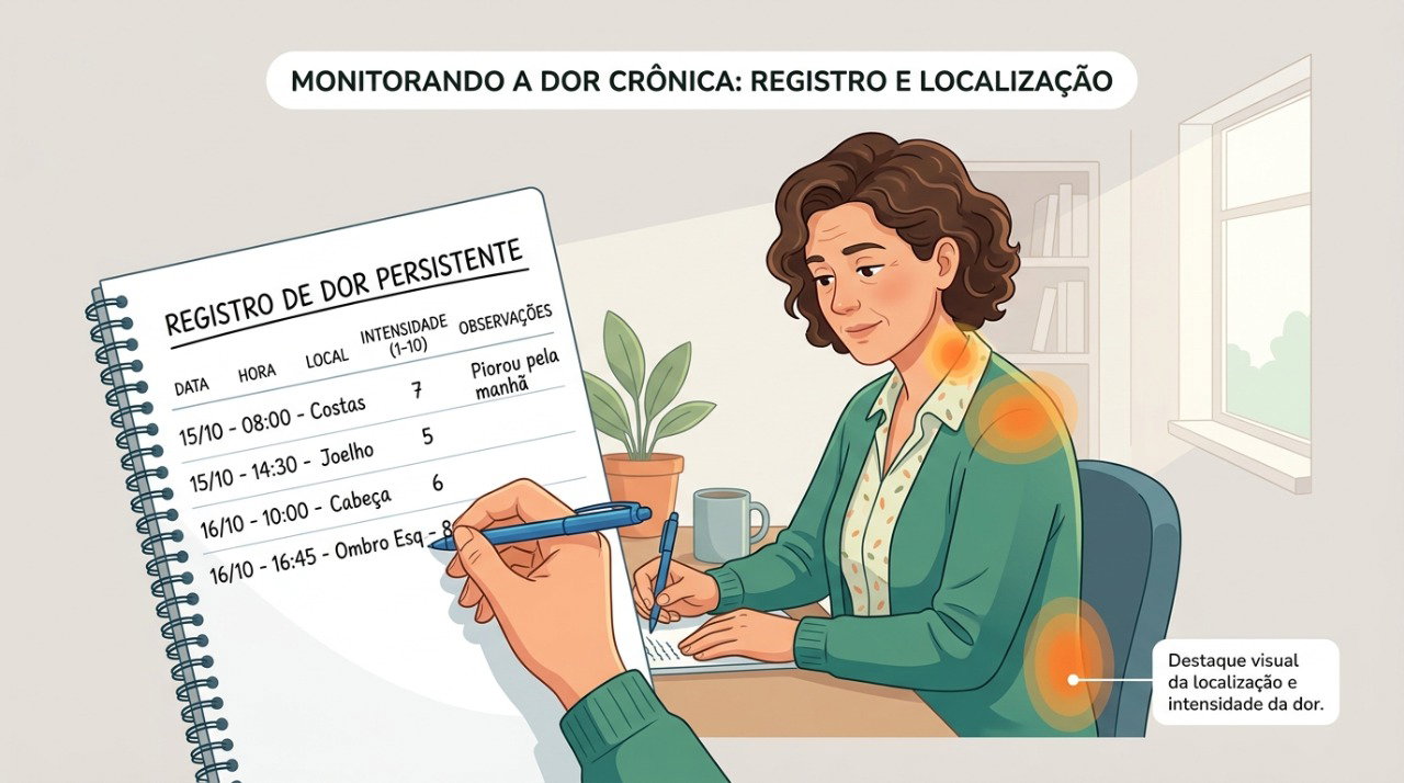 Anotar quando, onde e como a dor aparece pode ajudar na investigação da dor crônica.