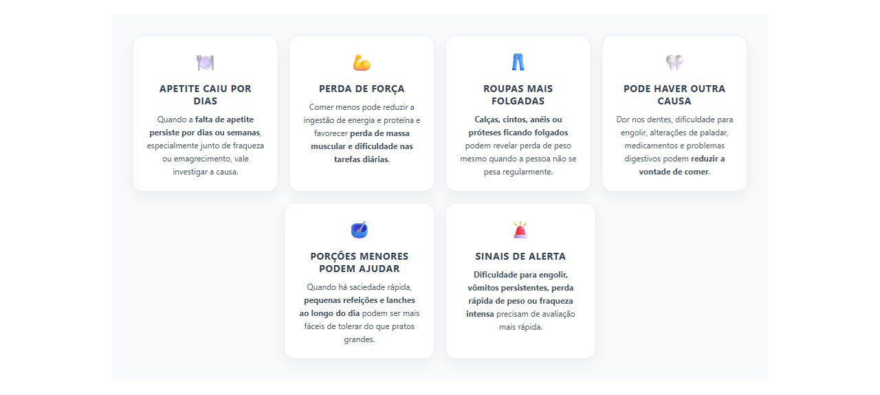 Falta de apetite e fraqueza: 6 sinais de que vale investigar