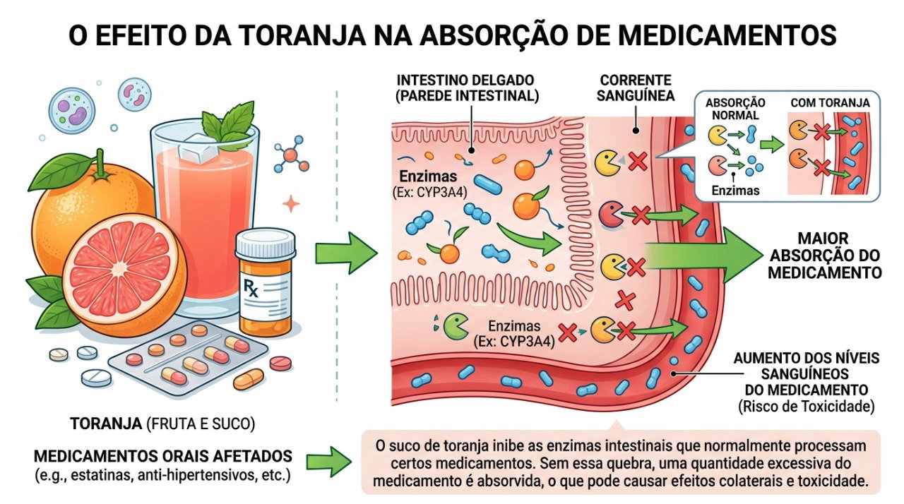 Componentes da toranja podem interferir em enzimas e transportadores envolvidos na absorção de alguns remédios.