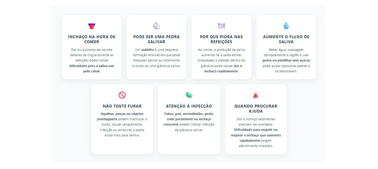 Inchaço debaixo da língua ao comer? Pode ser uma pedra salivar