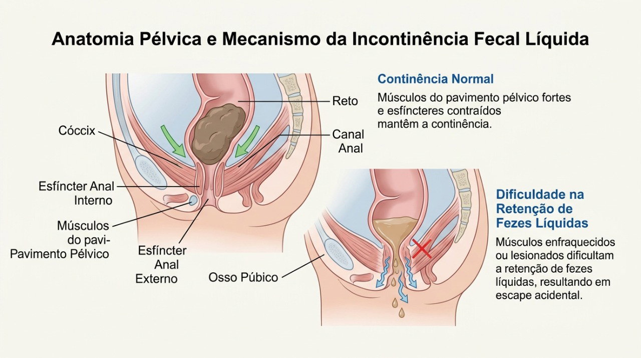 A continência depende da consistência das fezes e do funcionamento adequado dos músculos e nervos da região anal.