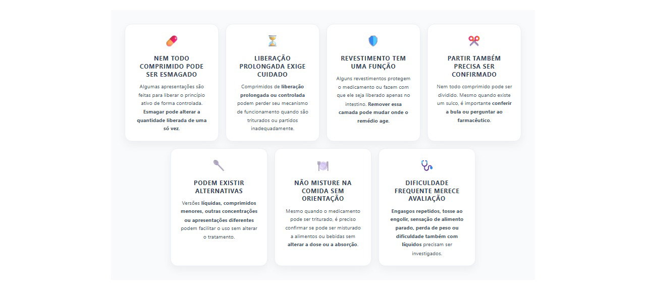 Comprimido grande demais? Esmagar ou partir pode mudar o efeito