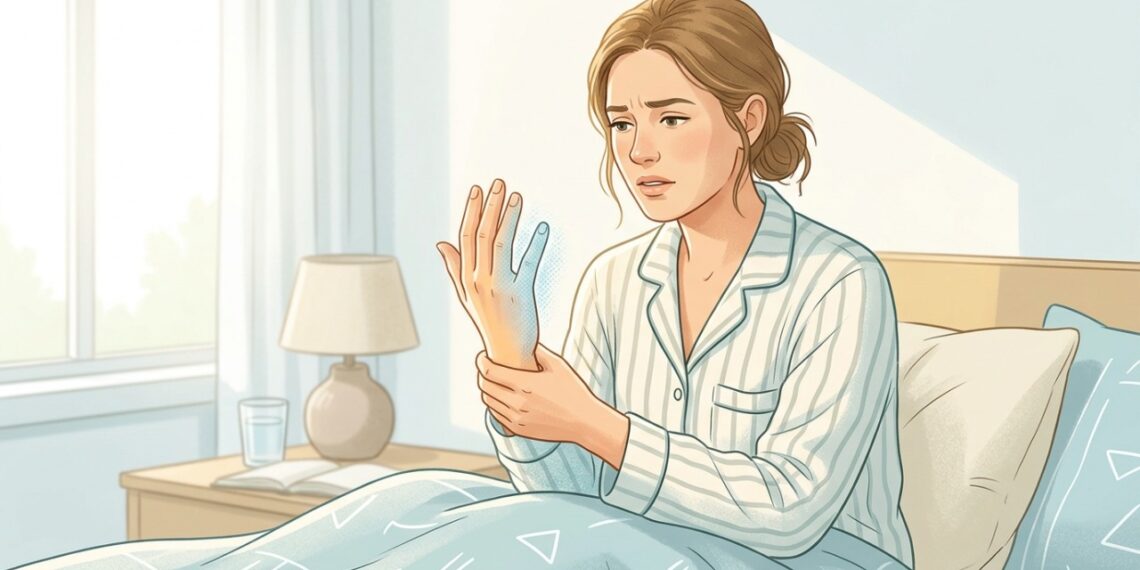 Dormência no mindinho e no anelar ao dormir pode estar relacionada à compressão do nervo ulnar no cotovelo.