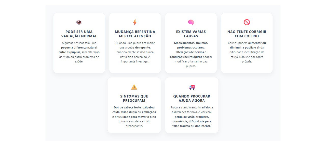 Pupilas de tamanhos diferentes: quando a mudança exige atendimento rápido