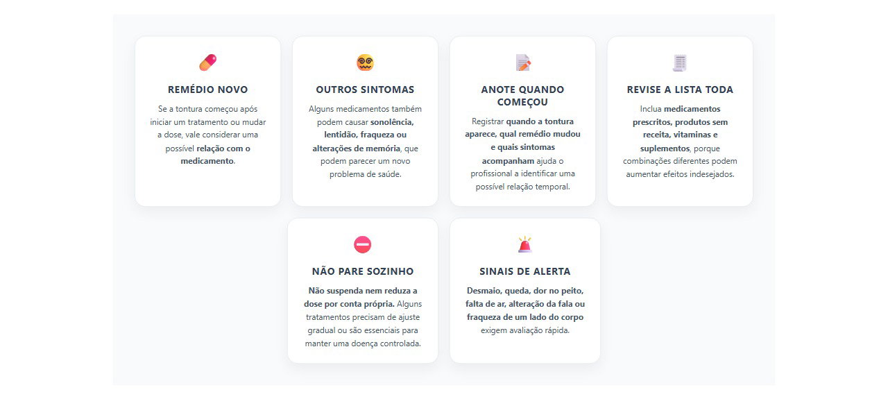 Quando a tontura pode estar ligada a um medicamento novo