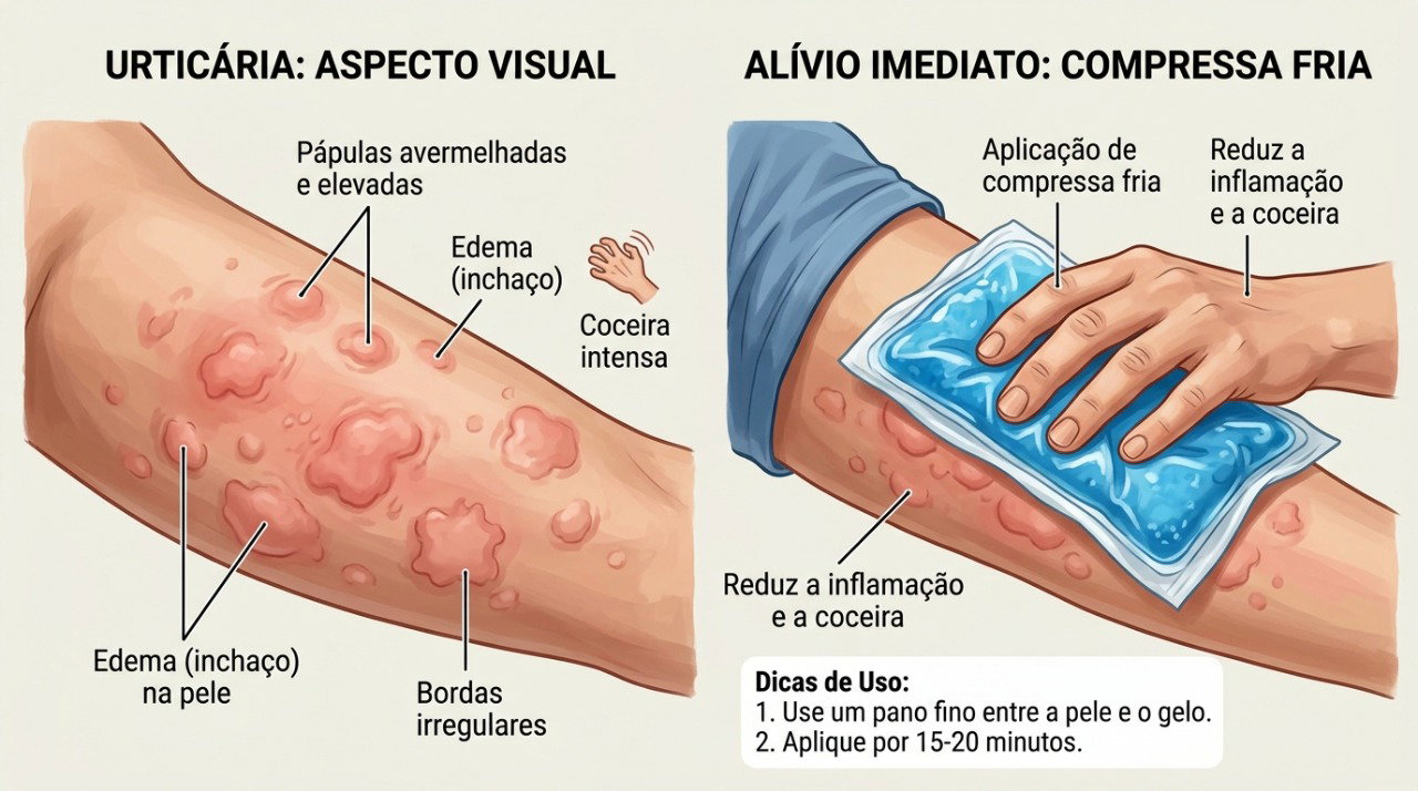 As lesões da urticária costumam coçar, mudar de lugar e desaparecer sem deixar marcas.