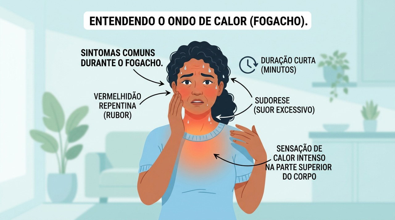 Os calorões da menopausa podem surgir de repente e provocar suor intenso, inclusive durante a noite.