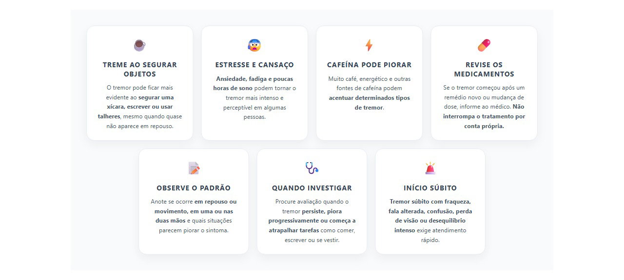 Sinais de que o tremor nas mãos merece investigação